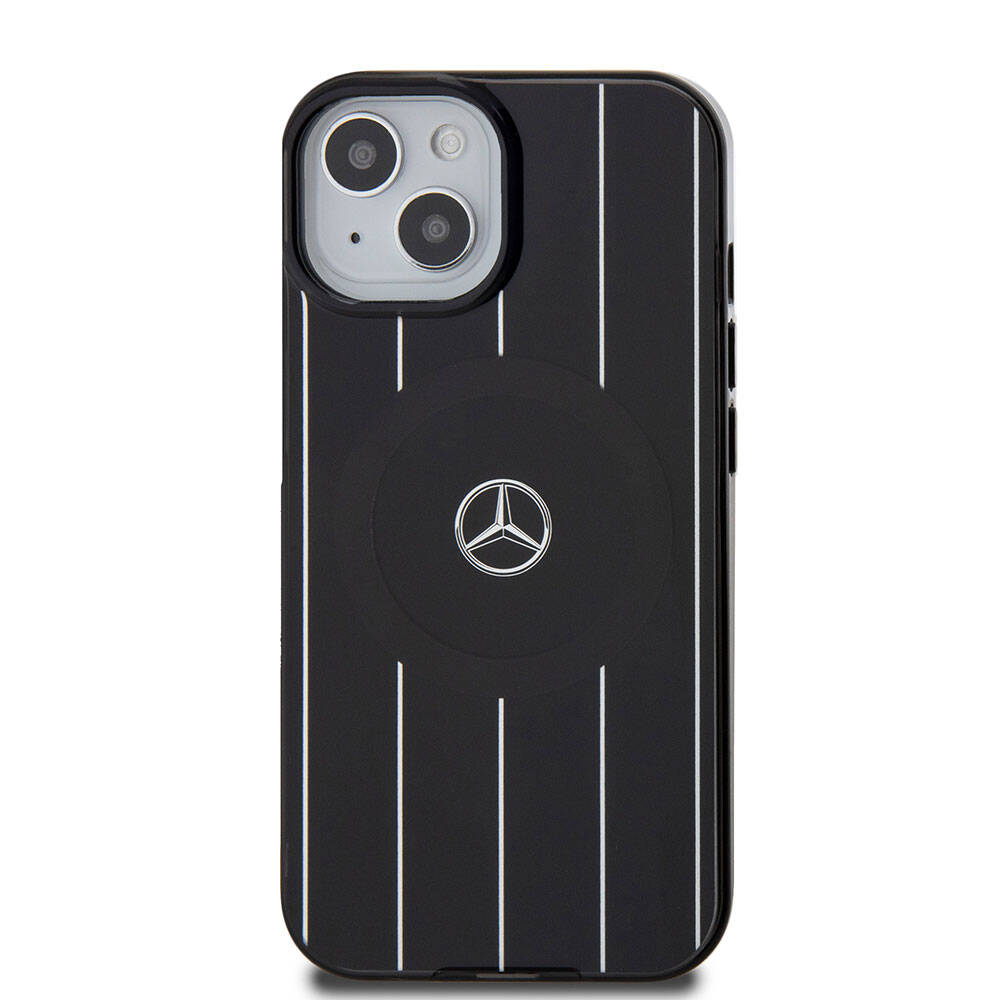 Mercedes Benz iPhone 15 Orjinal Lisanslı M-safe Şarj Özellikli Çift Katmanlı Paralel Çizgi Desenli Kılıf Mercedes Benz iPhone 15 Orjinal Lisanslı M-safe Şarj Özellikli Çift Katmanlı Paralel Çizgi Desenli Kılıf